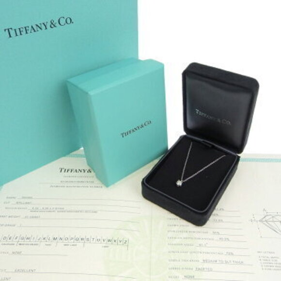 Tiffany Co Solitaire Necklace Platinum Single Diamond